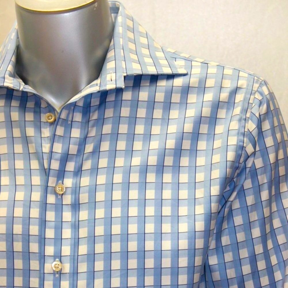 Men's Rufus Sky Blue | White Plaid Button Down Long Sleeve Shirt